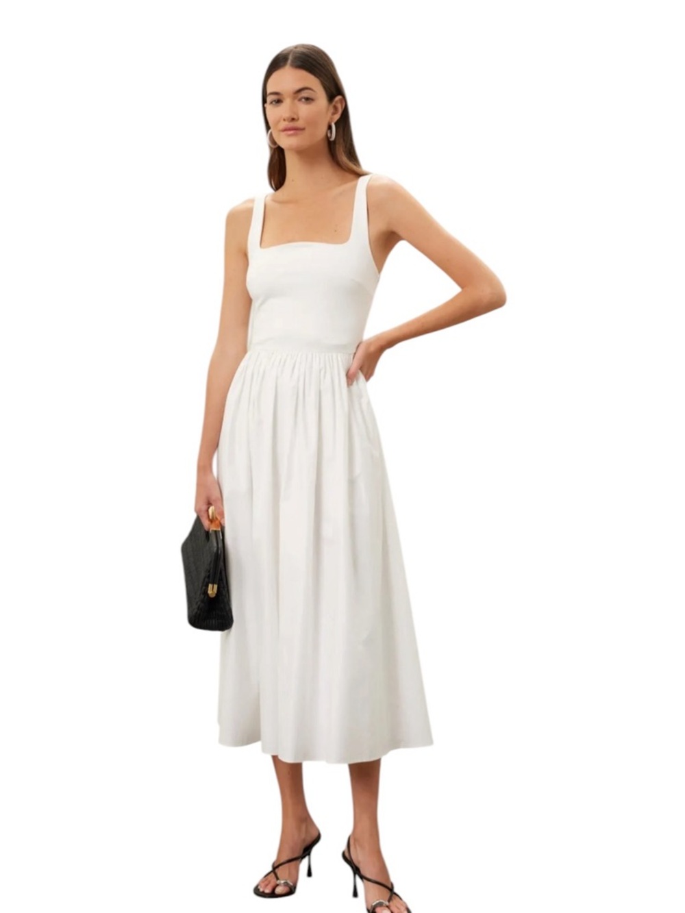 Rue Sophie - Eli Dress White Square-Neck Midi Dress Size XS